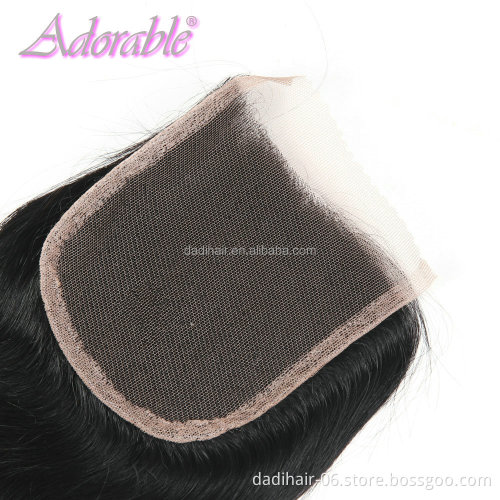 Factory Price Hot Sale peruvian body wave human hair weaving with 4*4 lace closure